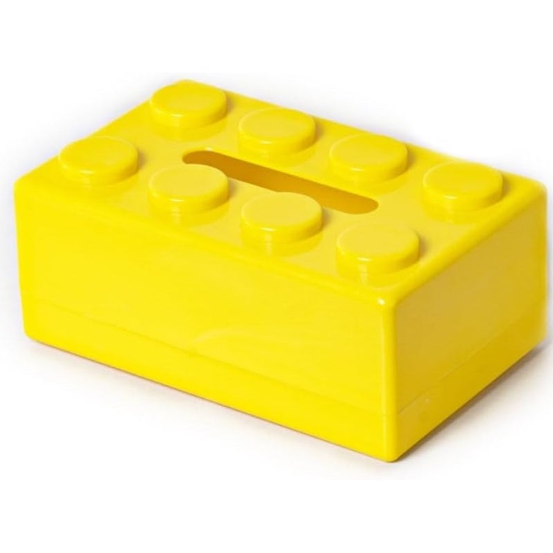 Kreatywne pudełko na chusteczki wykonane z klocków, odpowiednie do łazienki i biura, pozwala stylowo uporządkować chusteczki (żółte)