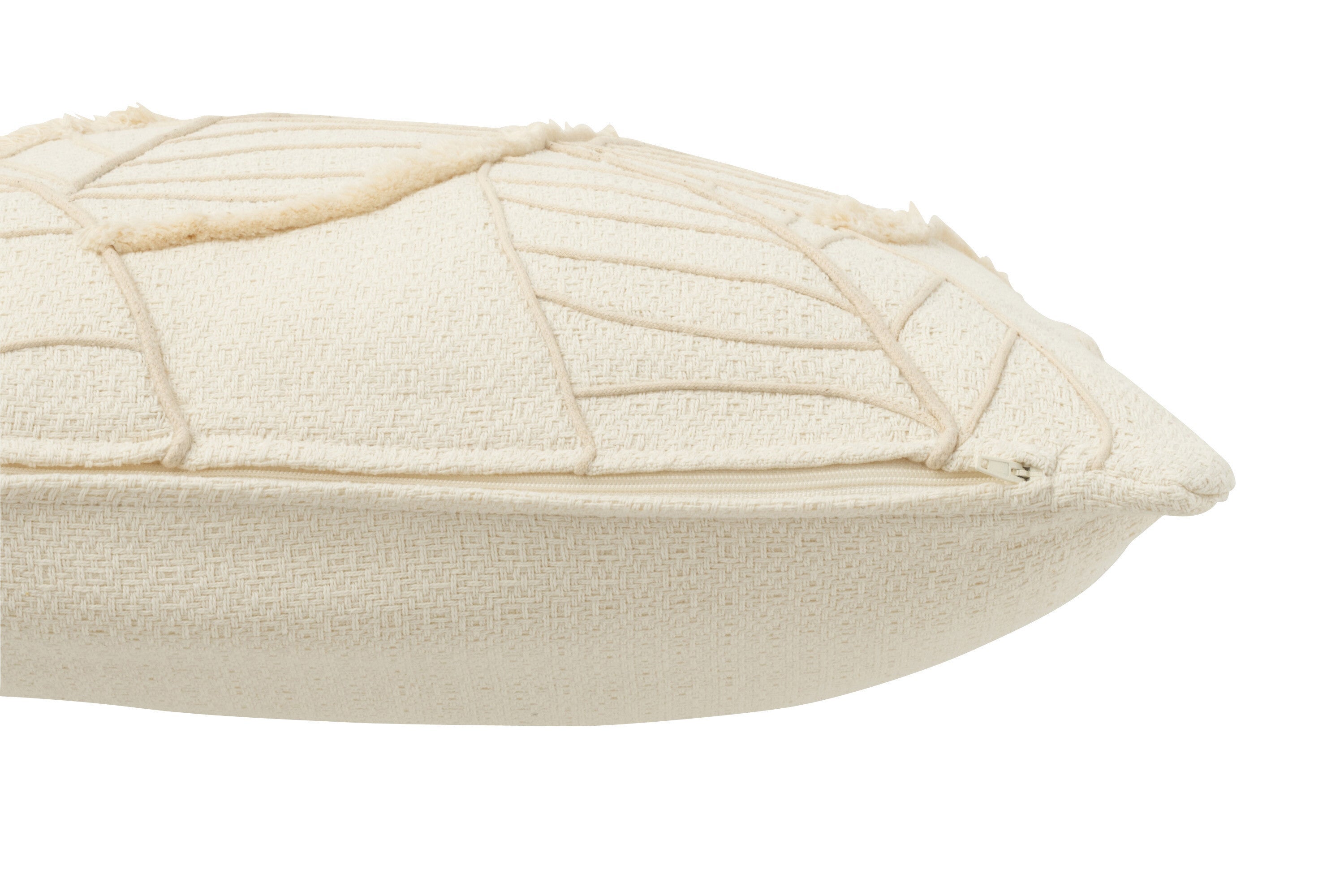 Coussin feuille textile blanc 43x43x10cm - 4