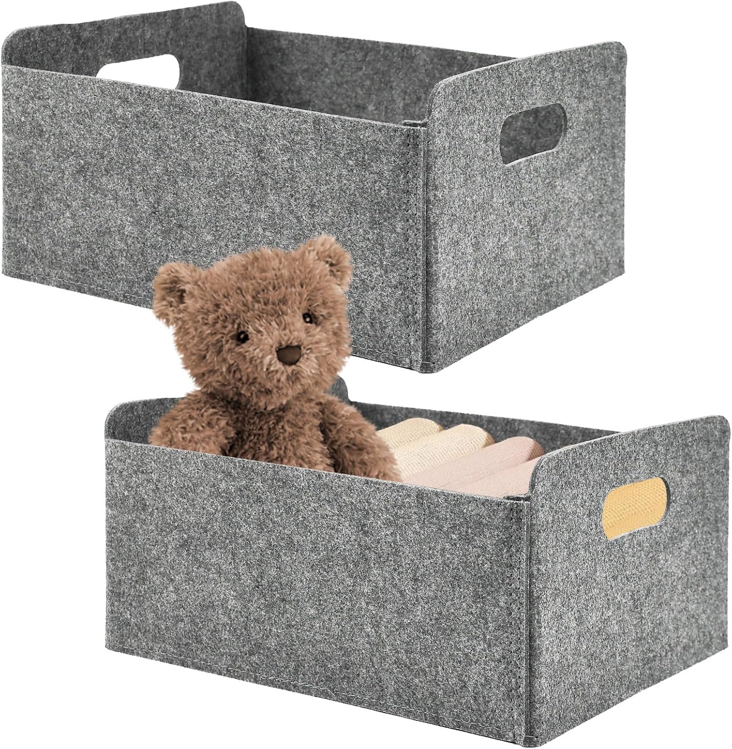 2 szt. Kosz do przechowywania z filcu 31x25x15cm Szary - Składany pojemnik na półki i szuflady