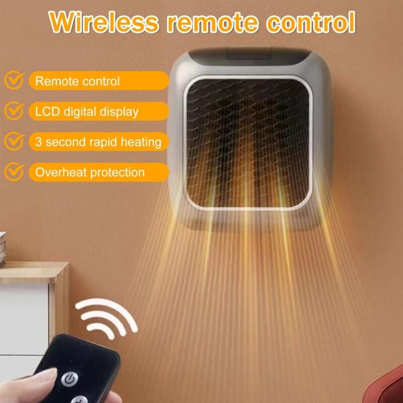 Calefactor cerámico inteligente, calefactor eléctrico con toma de corriente. - 4