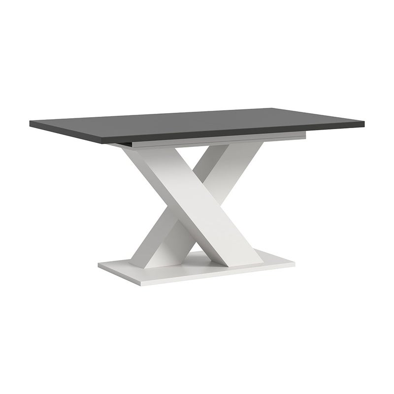 Motion stół do jadalni nogi X 90x150/190 cm z 1 wkładką szary, biały.