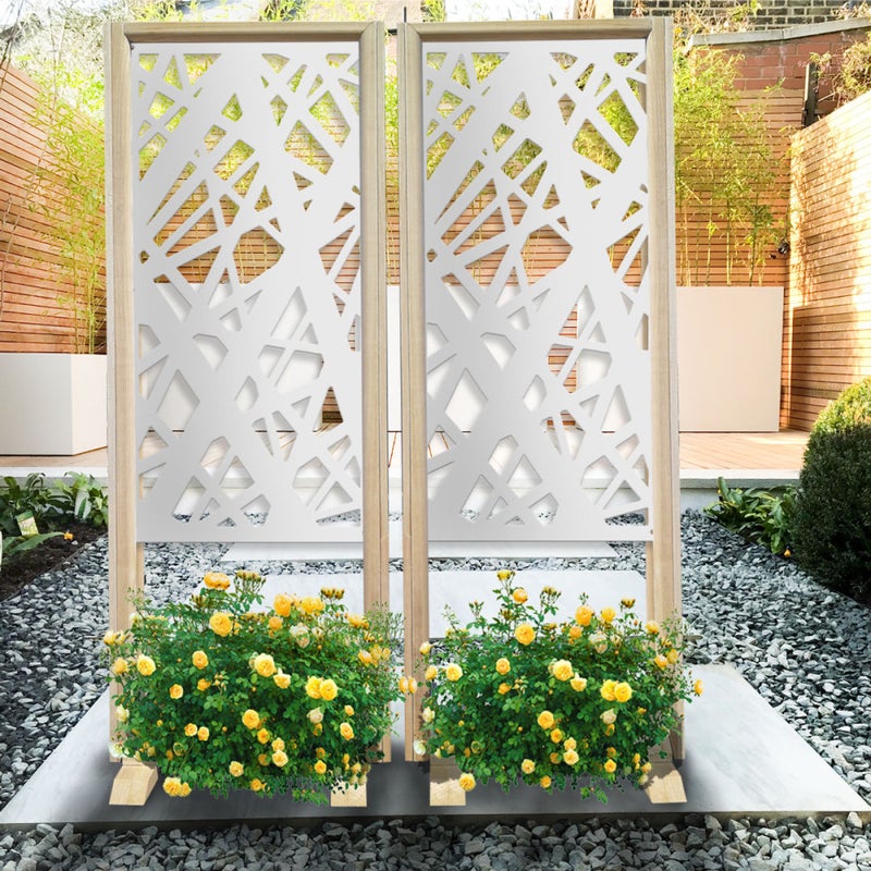 DIAGONAL LARGE - Separè - Wolnostojący modułowy ekran - 70x190 cm - Z drewna i PCV, kolor wewnętrzny BIAŁY