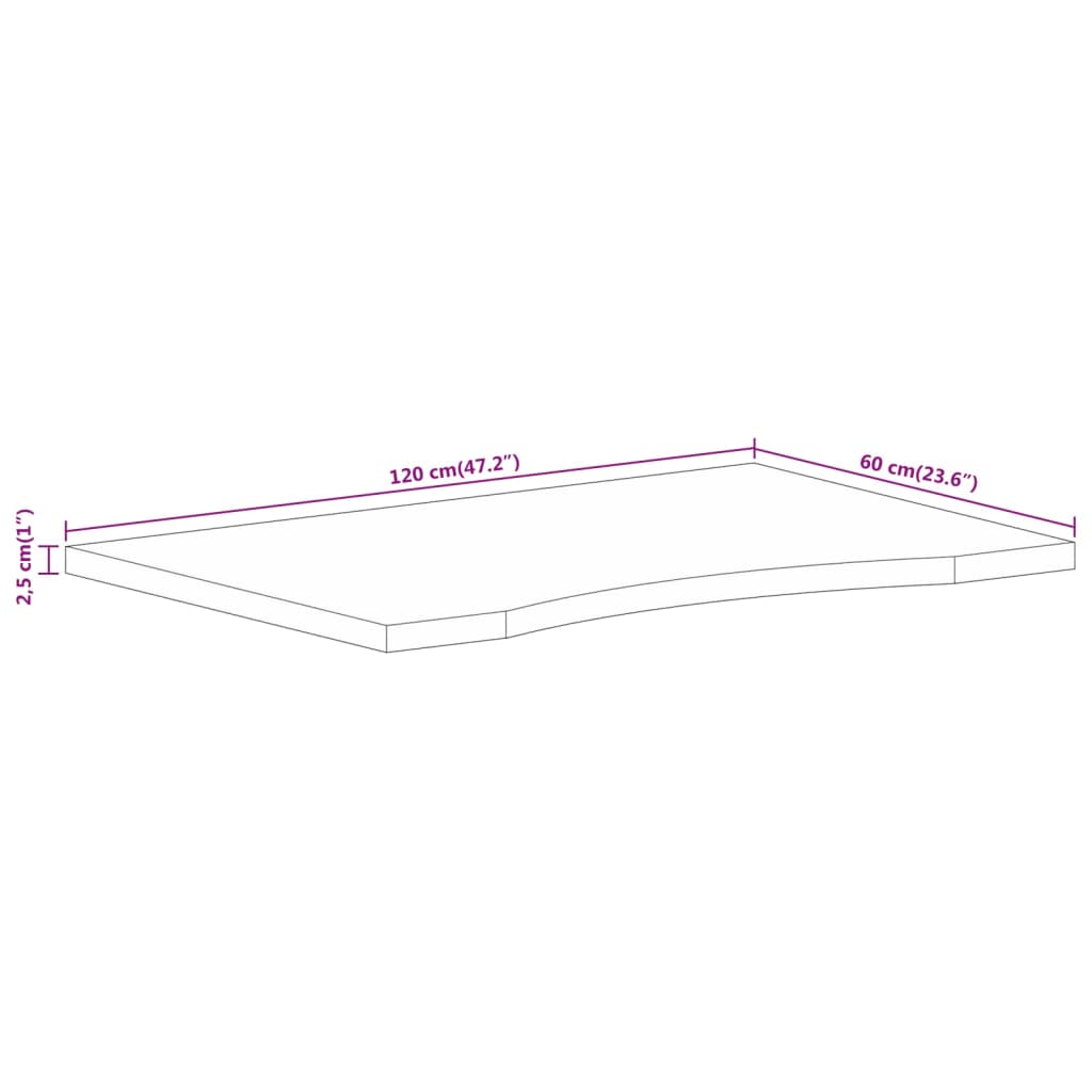 Maison Exclusive - Dessus de bureau avec courbe 120x60x2,5 cm manguier massif brut - 8