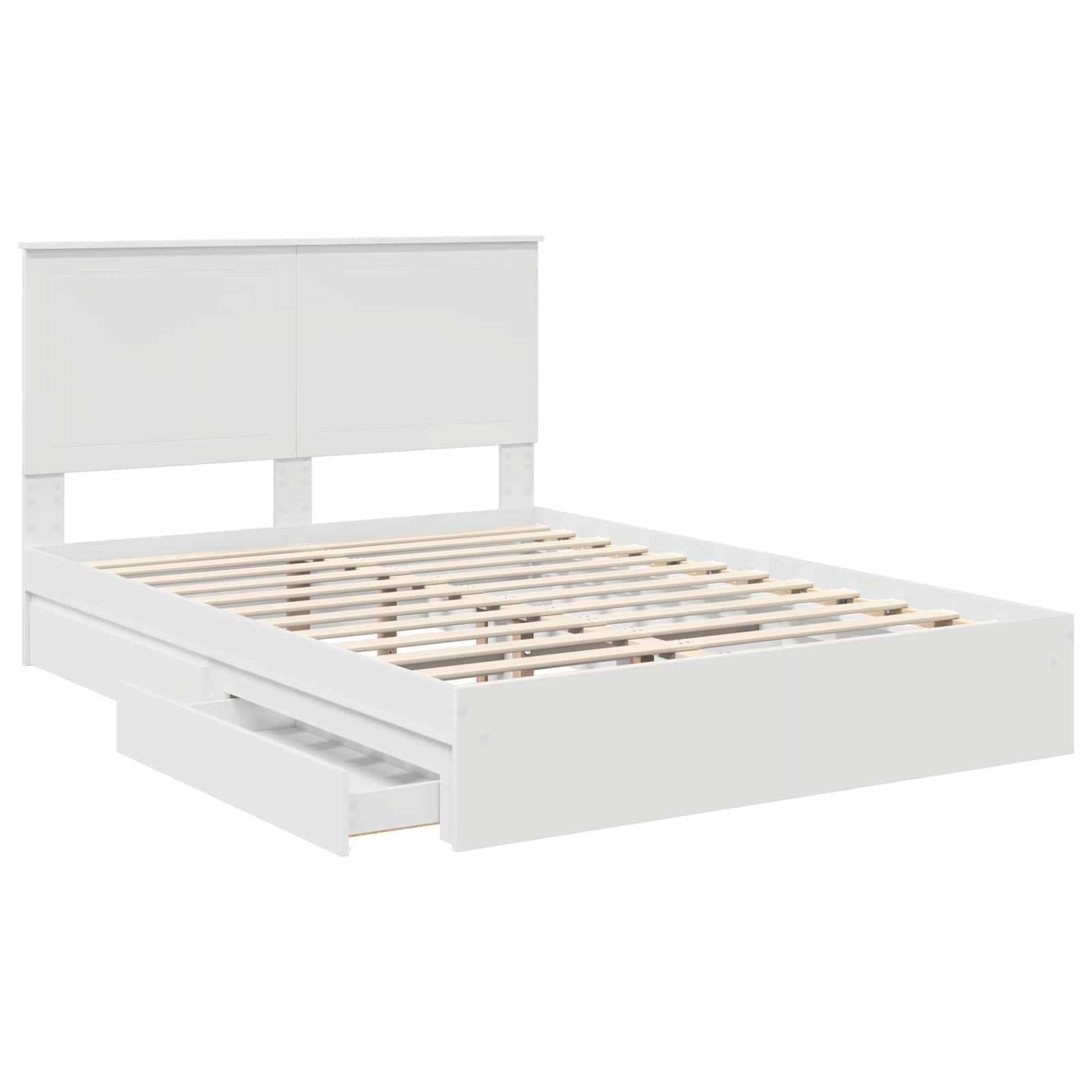 Lit de rangement blanc 140 x 200 cm panneau de bois - 5