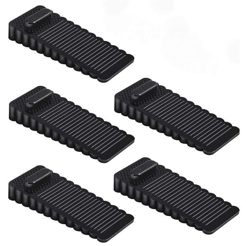 Stoper do drzwi, antypoślizgowy, składany, do podłóg wewnętrznych i zewnętrznych, 5 sztuk, czarny