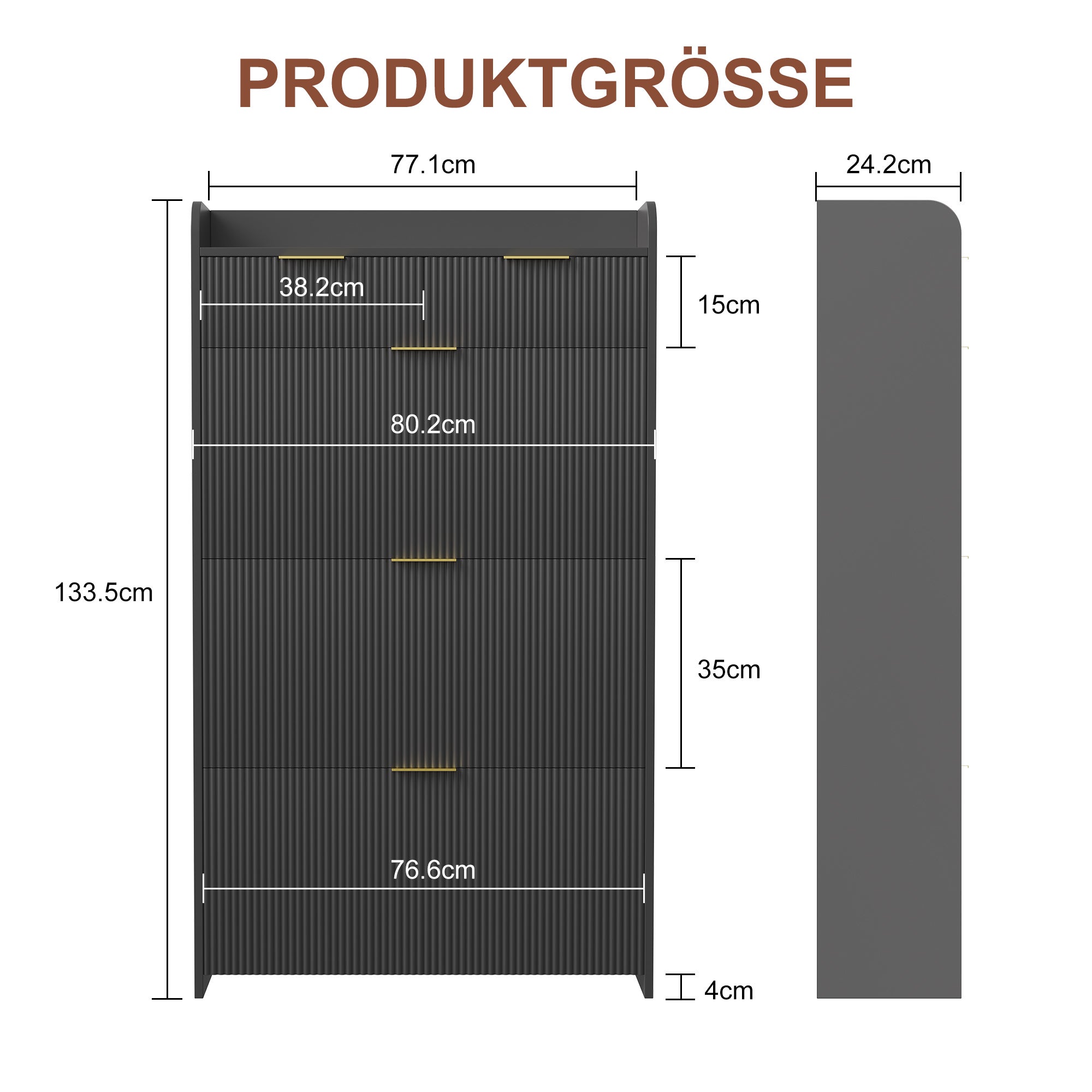 Meuble à chaussures étroit, en bois, doté de 3 portes rabattables et de 2 tiroirs, idéal pour l'entrée ou le couloir, Noir - 4