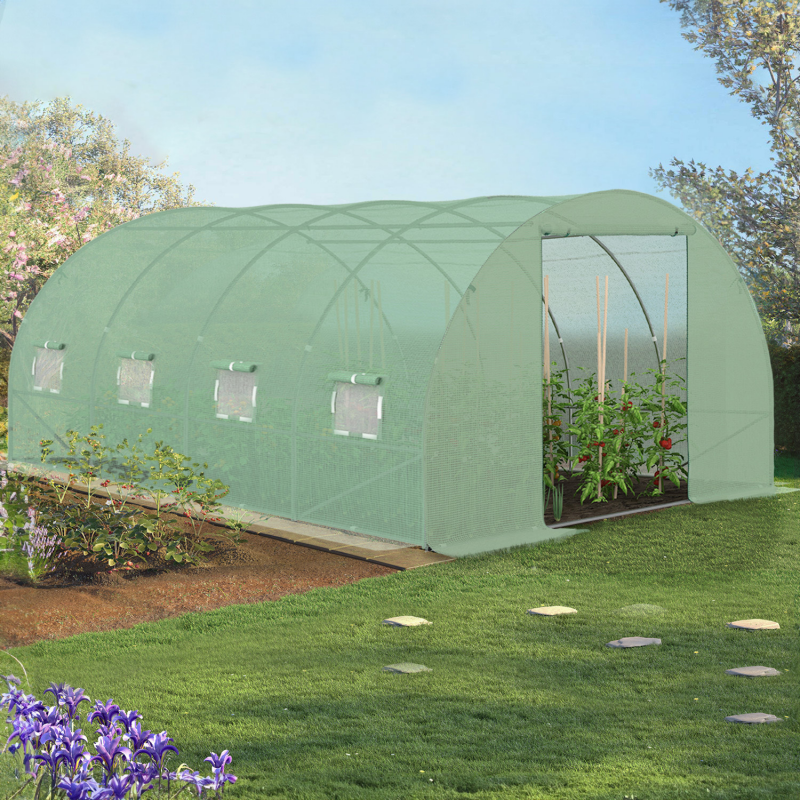 Idmarket Serre tunnel de jardin 4 saisons 18m² blanche gamme maraîchère CRIMÉE 6