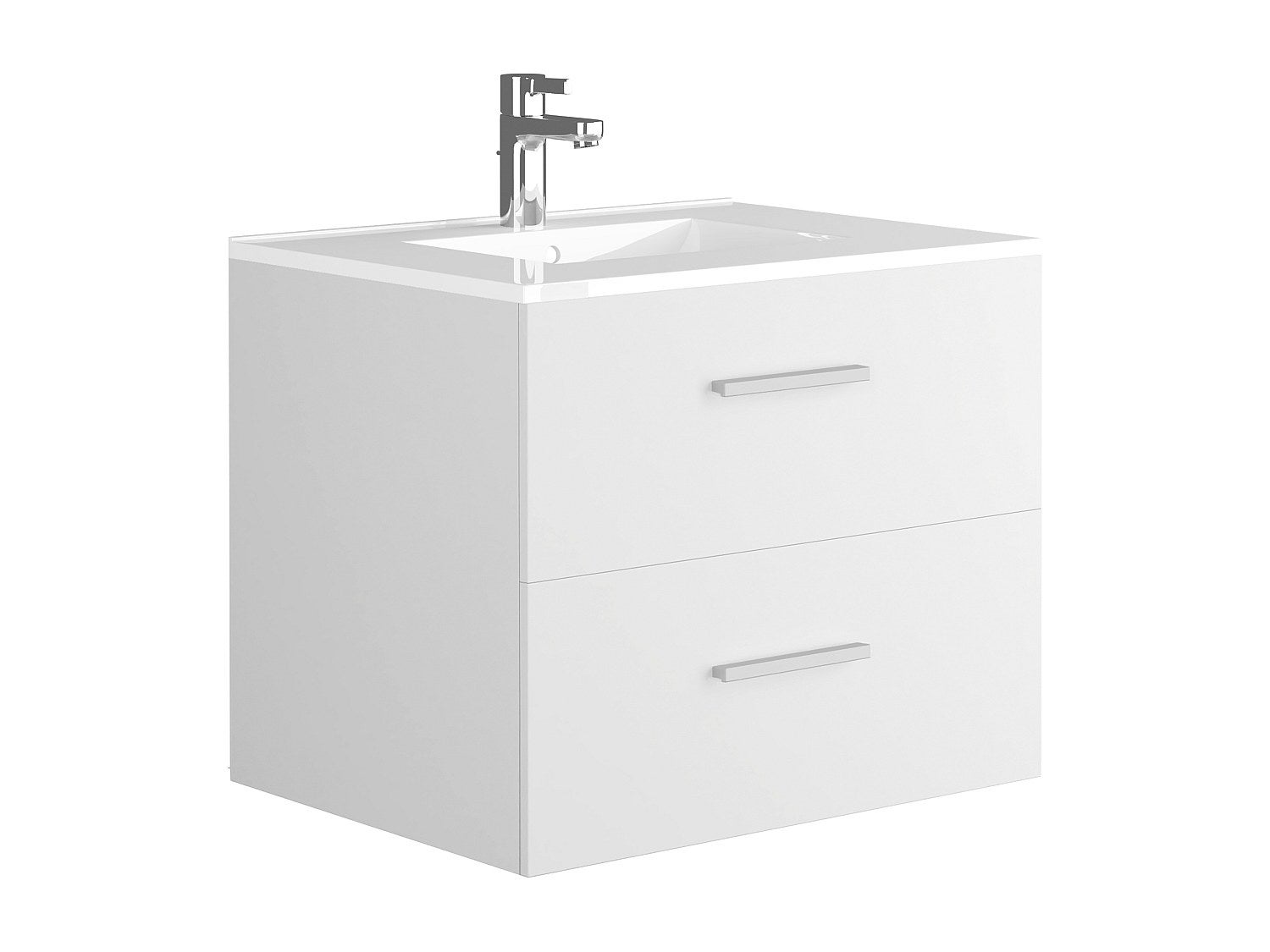 Szafka łazienkowa wisząca z umywalką - Biały - 60 cm - KAYLA