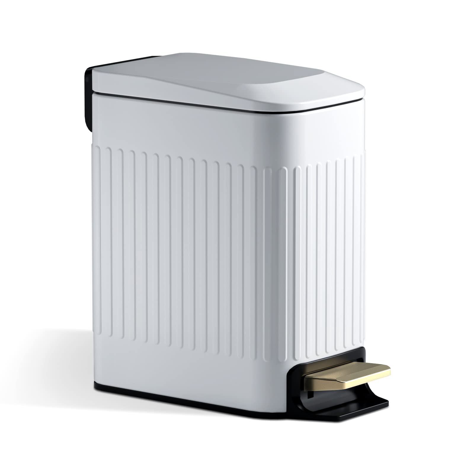 WENKO Pattumiera A Pedale Leman, Pattumiera Piccola Per Bagno, Capacità 3L, Acciaio, 17x25x22.5 Cm, Blu Grigio Opaco - Foto 2