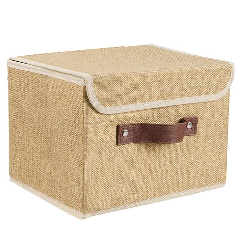 26 x 20 x 17 cm Khaki składane pudełko do przechowywania, wysokiej jakości bawełna len gruby karton nadający się do prania pudełko do przechowywania,