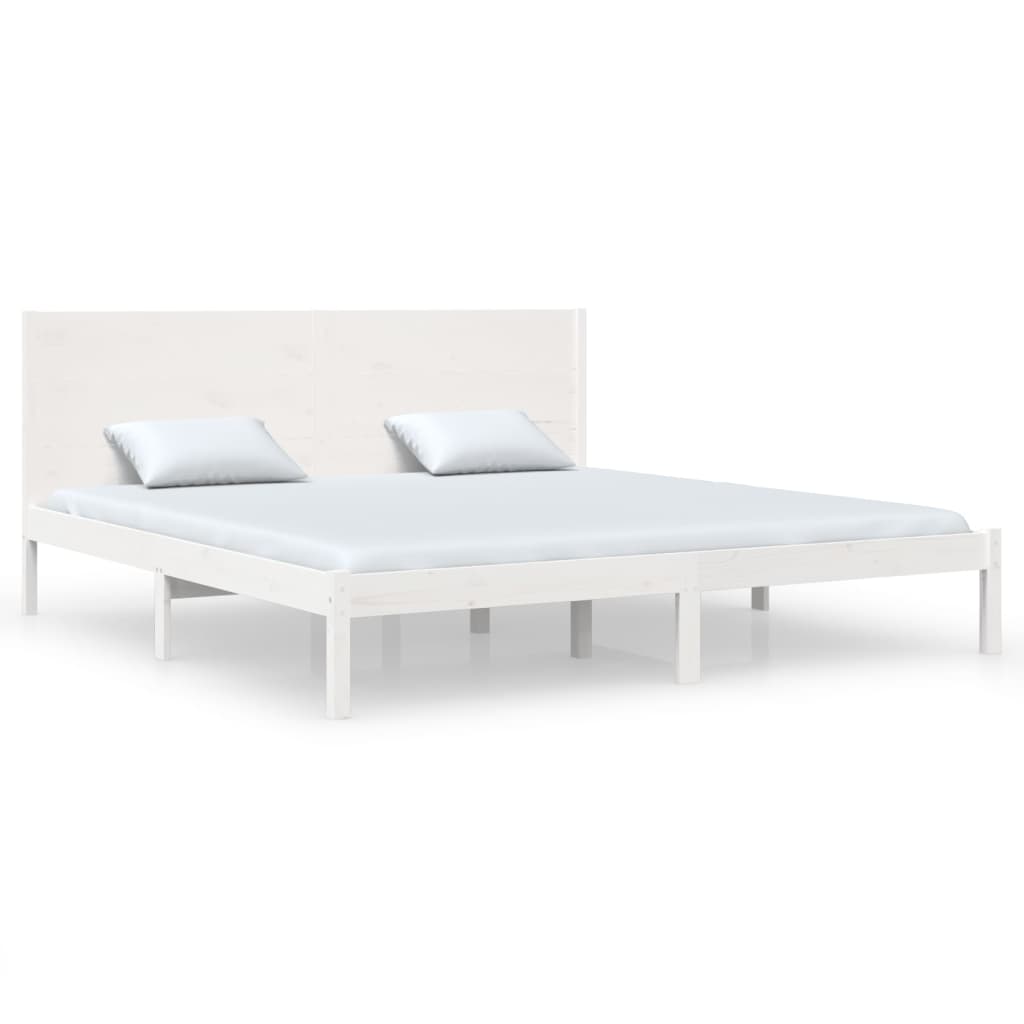 Maison Exclusive - Cama sem colchão 200x200 cm madeira de pinho maciça branco - 2