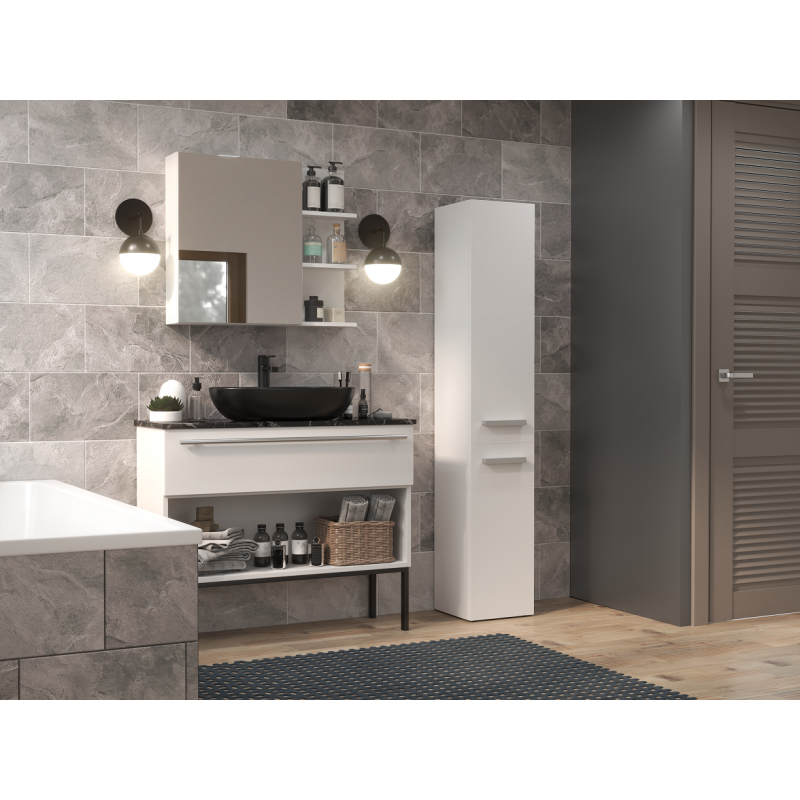 YANA - Mueble de baño con cesto de ropa - 31x30x174 cm - Columna de almacenamiento de baño - 4