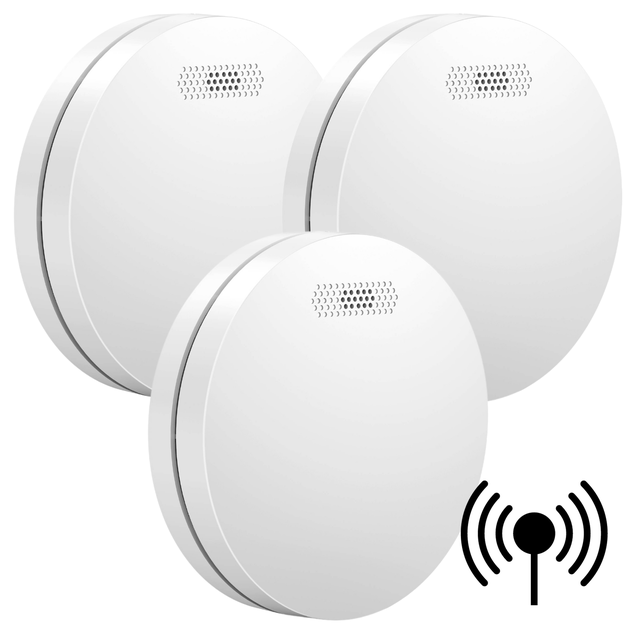 Aroha Link Rilevatore di Fumo Collegabile - Batteria da 10 Anni, Sensore Fumo Interconnesso - Allarme Anticendio - 3 pezzi