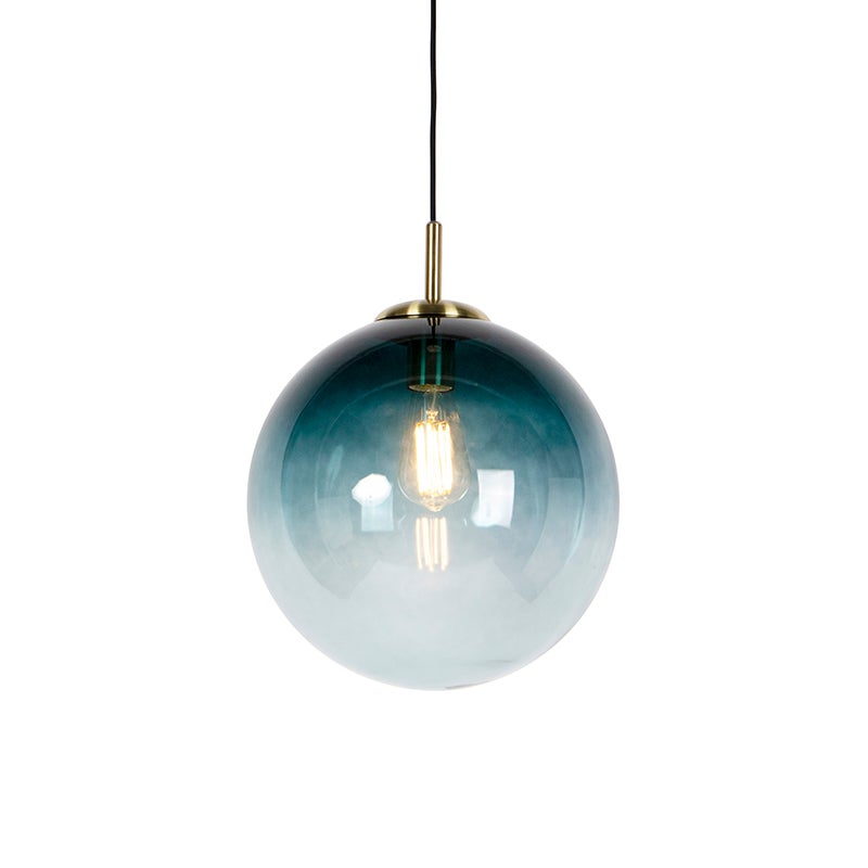 Qazqa artdeco lampa wisząca - Pallon - niebieski, max. 40w, kompatybilny z żarówką LED, e27, 33cm oświetlenie wewnętrzne