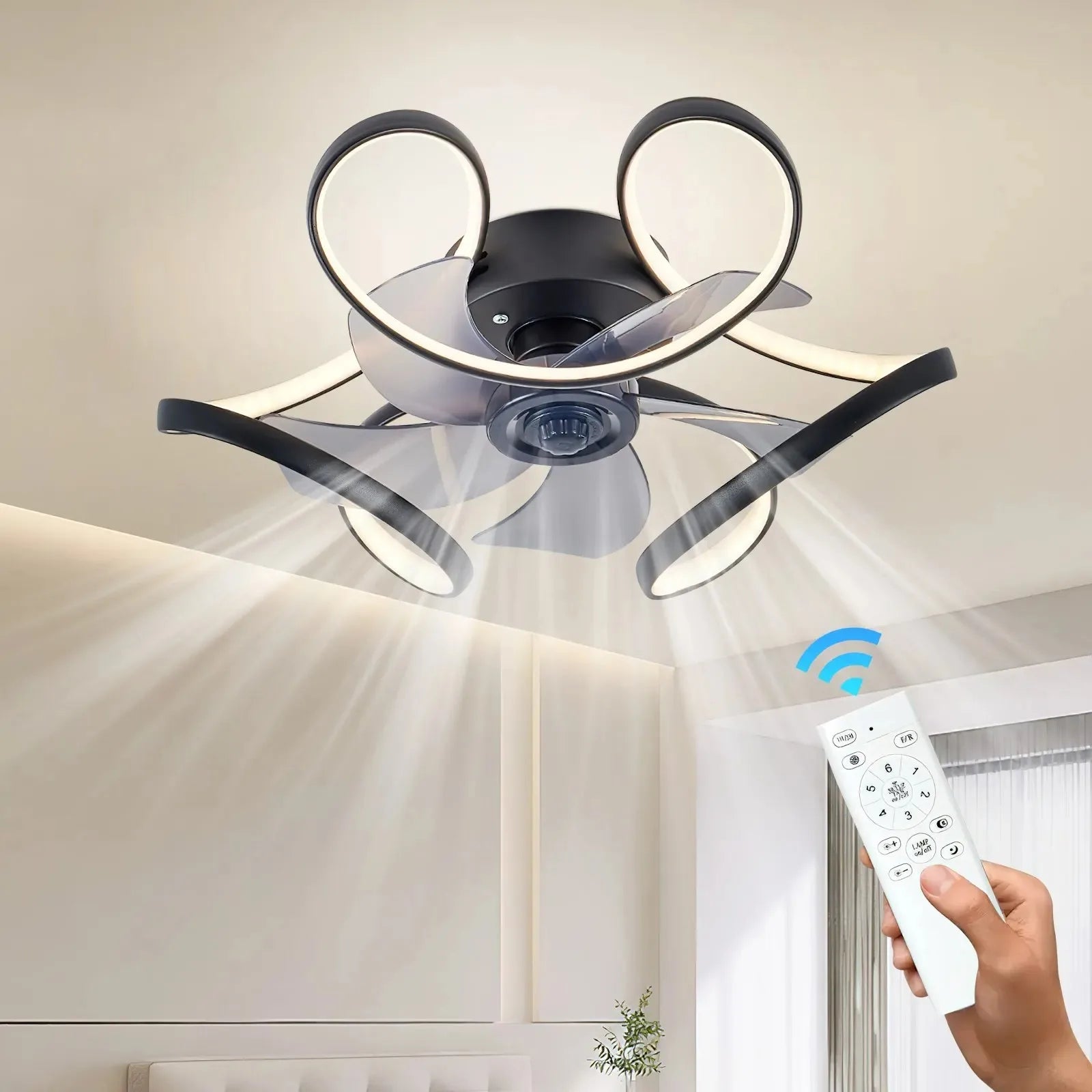Ventilatore da soffitto COSTWAY 48cm LED Dimmerabile Silenzioso 6 Velocità