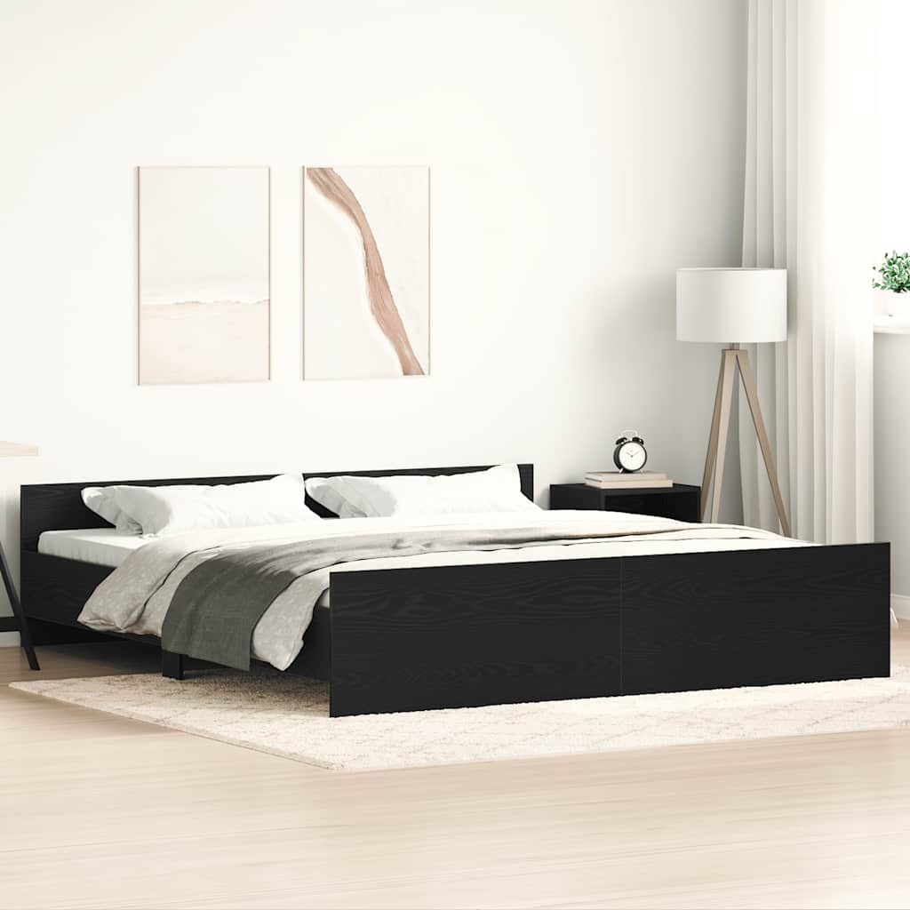 Rama łóżka bez materaca Czarny dąb 180x200 cm Drewno klejone vidaXL