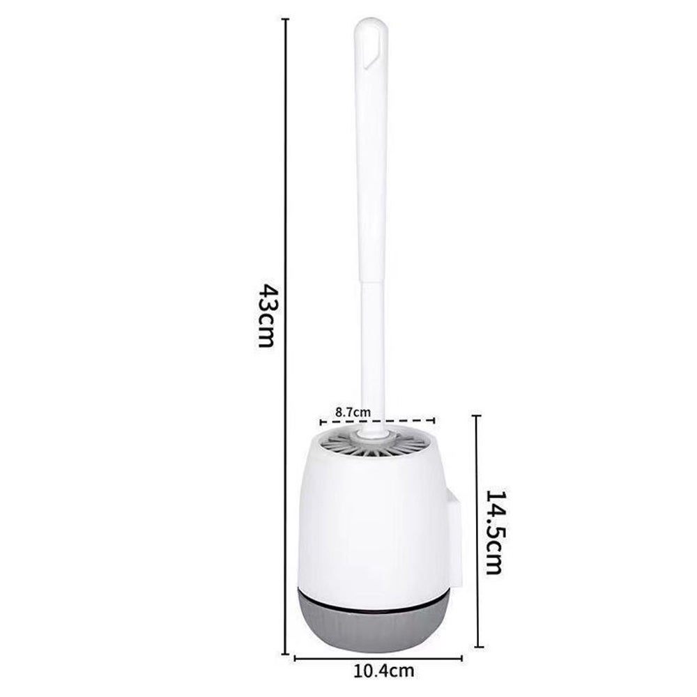 Prmape Escobilla de baño de silicona, escobilla de silicona con cabeza plana y flexible, escobilla de inodoro y soporte negro, escobilla de inodoro de silicona para baño y inodoro
