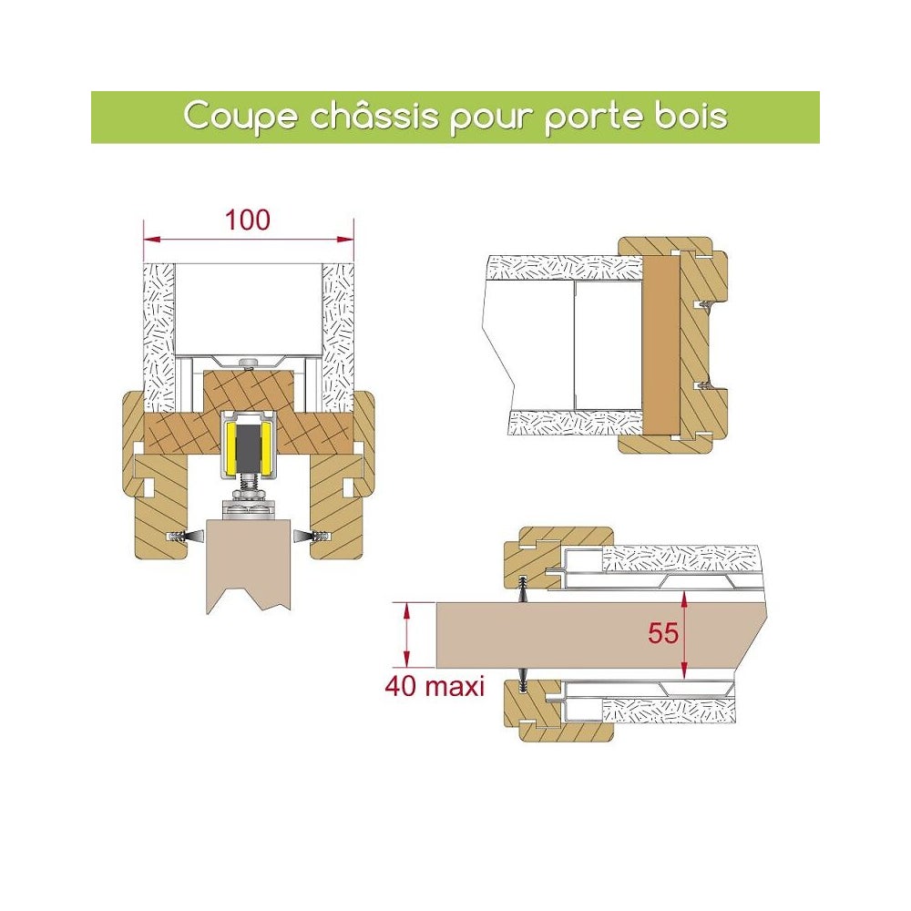 Pack motorisation SLID'UP M300 pour 1 porte coulissante en bois - filaire - 7