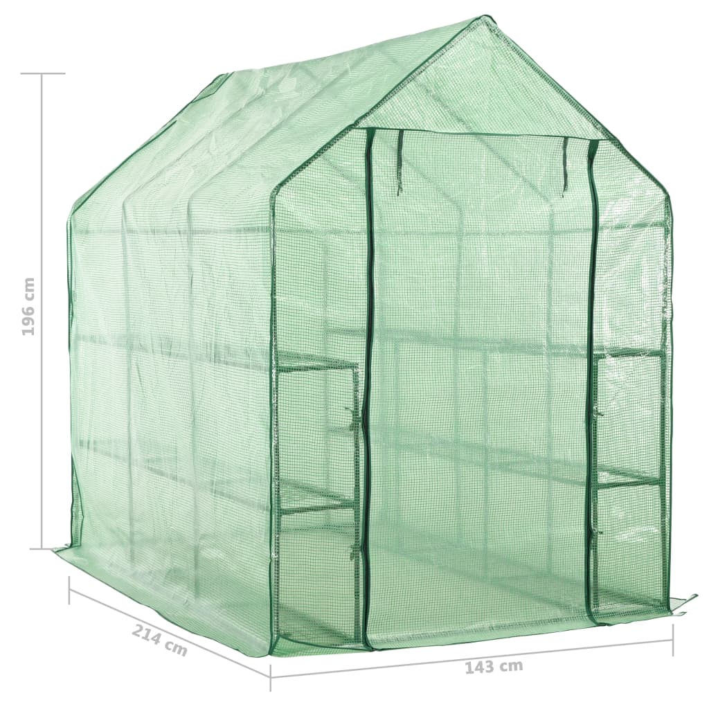 Serre de plain-pied avec 12 étagères Acier 143x214x196 cm vidaXL - 3