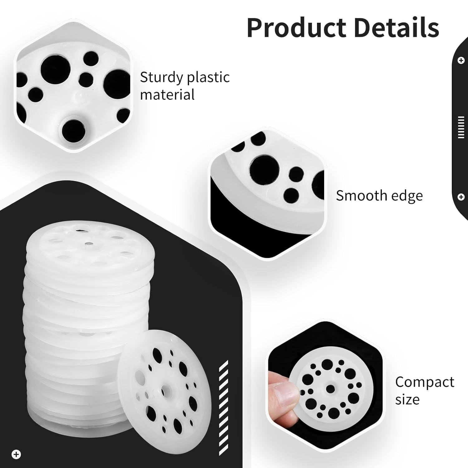 Kit Rondelle Isolanti In Plastica PHS - 350 Pezzi Da M3 A M10 - Colore Nero