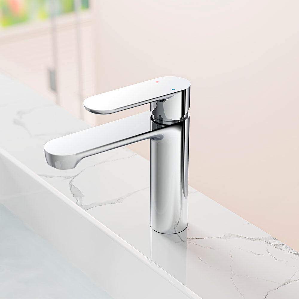 Monomando Lavabo Baikal Cromo acabado cromo, con aireador Neoperl, cartucho cerámico, material inoxidable AISI 304, grifería de baño moderna - 3