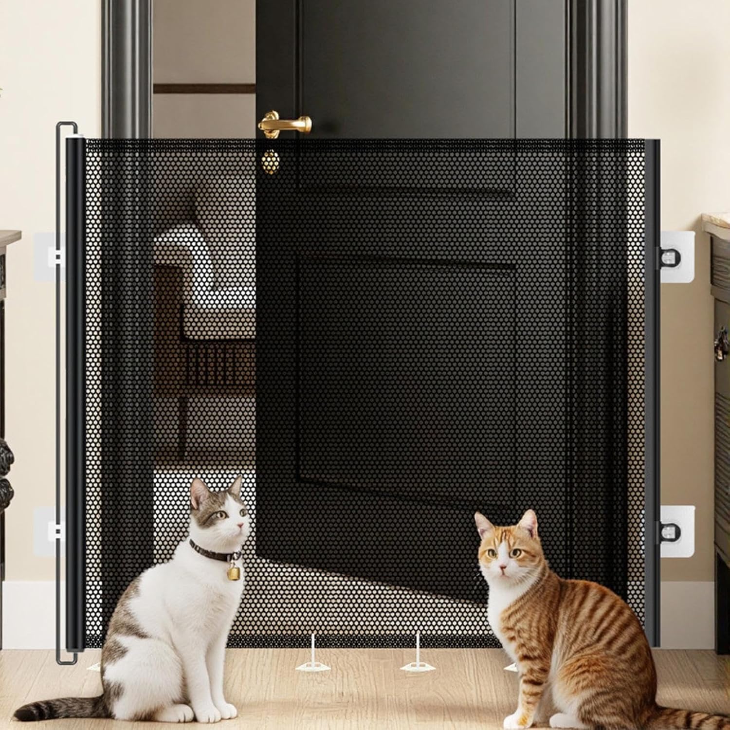 Recinto para animais - Corrimão de escada - Vedação telescópica - Vedação dobrável - Vedação de segurança para crianças - (78*110 cm) - 4