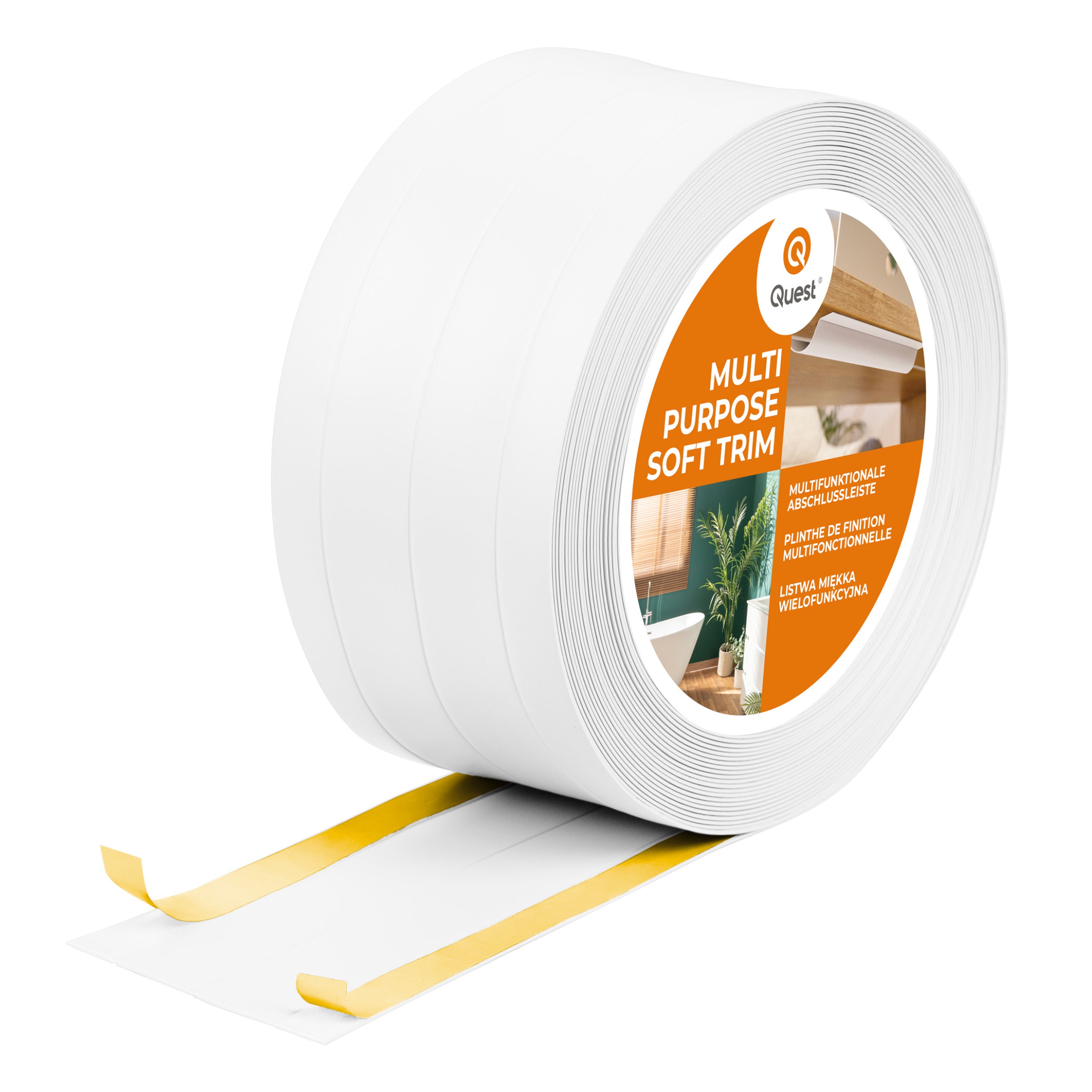 Listwa wykończeniowa PVC 4w1 samoprzylepna 95 mm - elastyczna, uniwersalna - 15 m, biała