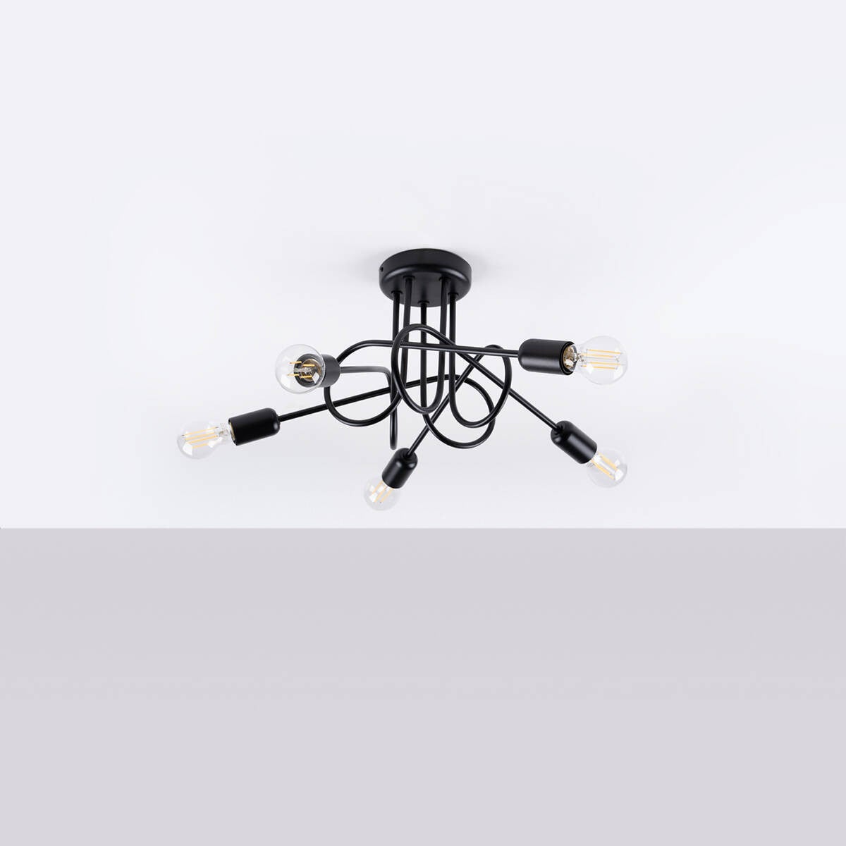 Lampa sufitowa wisząca Loop czarna 5xE27x15W industrialna wym: 35 x 55 x 55 cm metal Sollux Lighting - 2