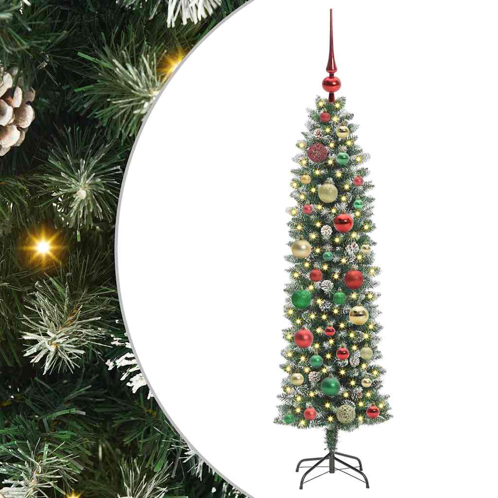 Sztuczne smukłe drzewo bożonarodzeniowe Zielono-biały 120 cm