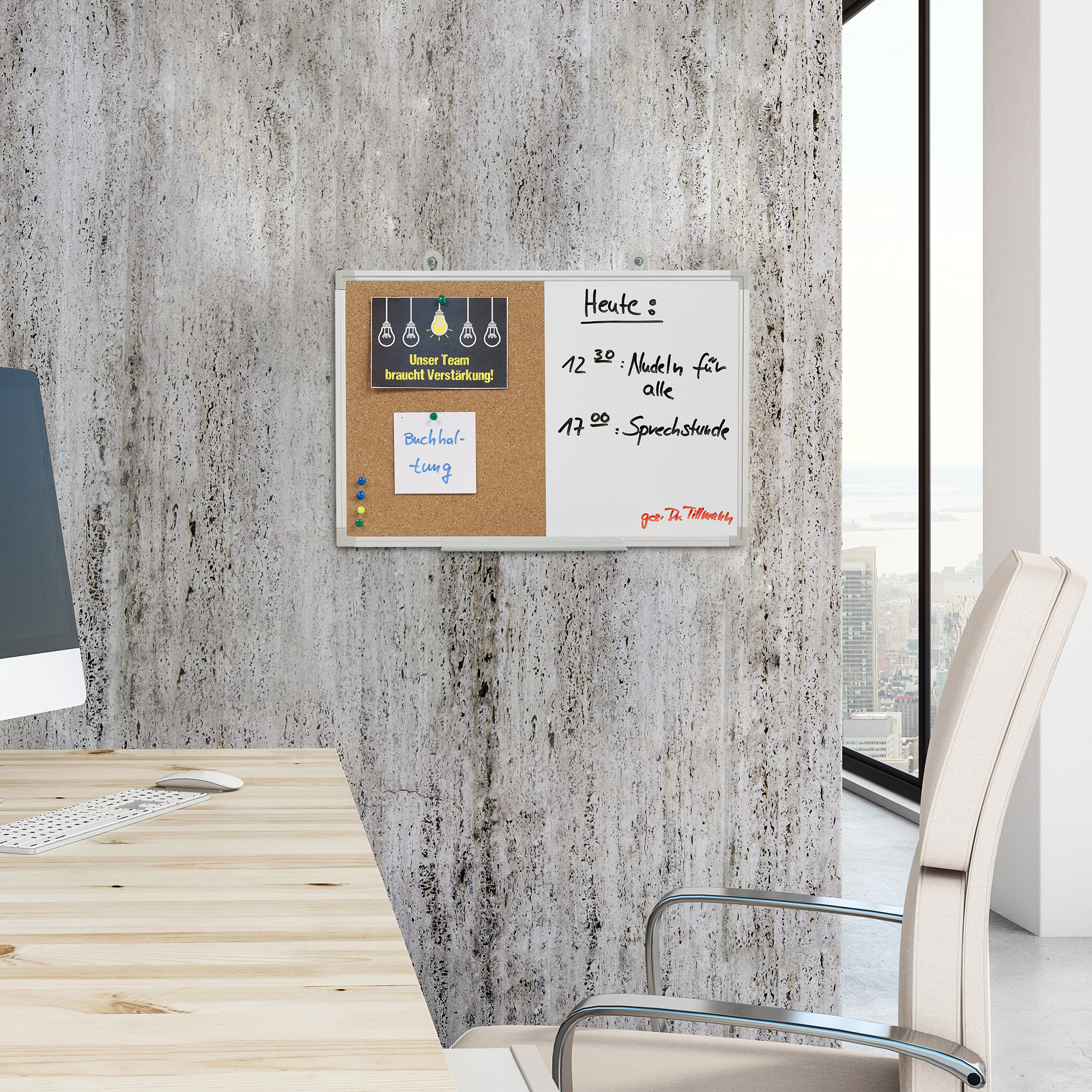 Lavagna Combinata Relaxdays 2in1 - Whiteboard E Sughero, Con Cornice Alluminio - Foto 13