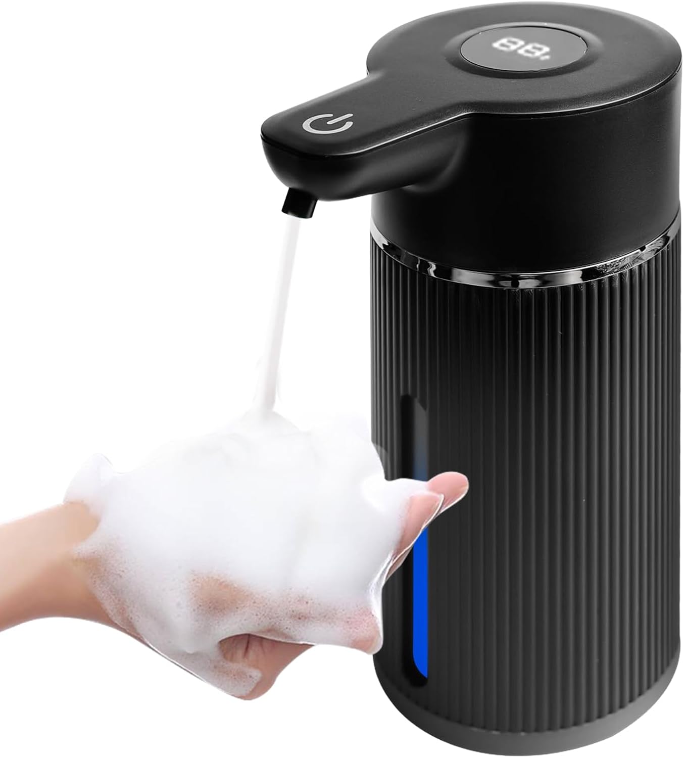 LAOPAO Dispenser Sapone Automatico con Sensore Infrarossi, a Parete, Ricaricabile USB, 3 Livelli di Dosaggio, 300 ml, per Cucina e Bagno