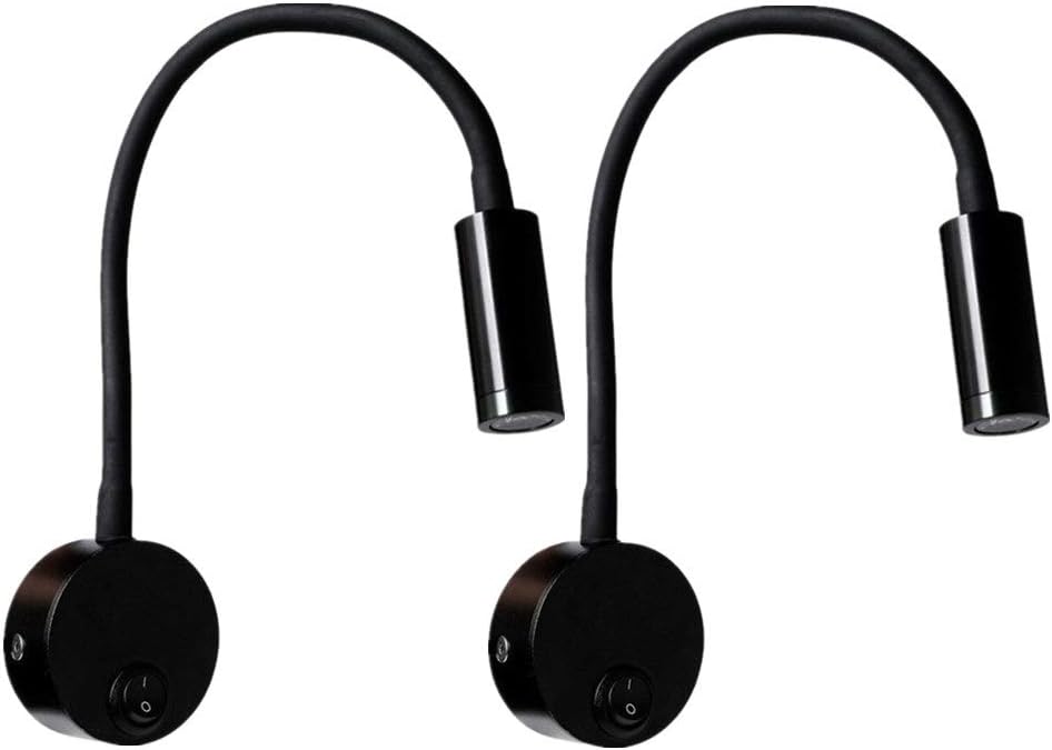 2-częściowa lampa ścienna LED do czytania w kolorze czarnym, lampa biurkowa z ciepłym białym światłem, konstrukcja chroniąca oczy, lampka nocna z prze