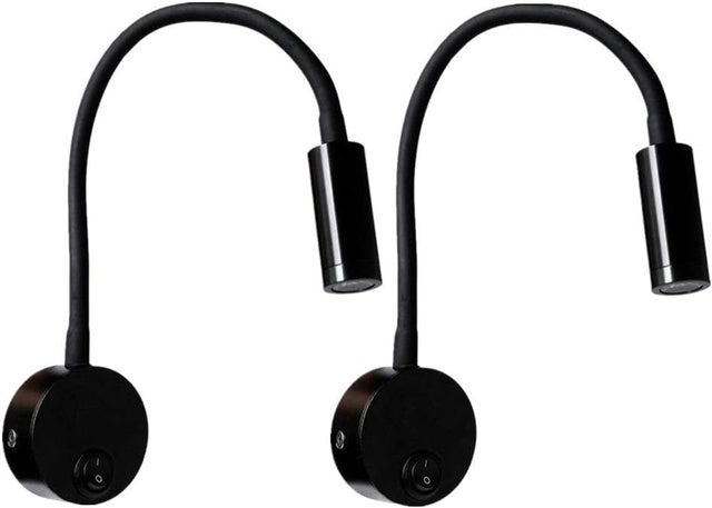 2 pièces LED Lampe de Lecture Murale Couleur noir, Lampe de Bureau Lumière Chaude Blanche Design Protection Yeux, Lampe de Chevet avec Interrupteur