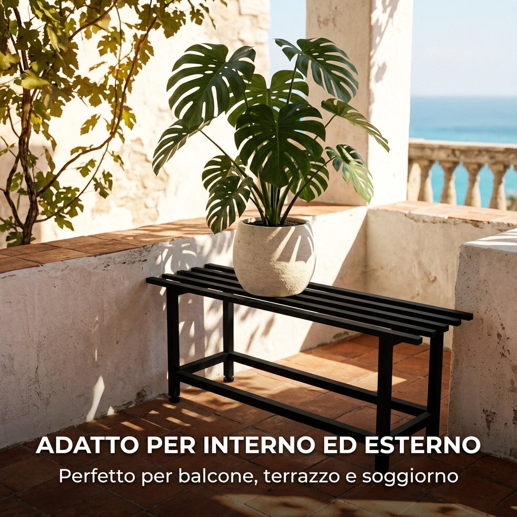 Fioriera portafiori vaso Rialzata da interno esterno in metallo verniciato a polvere bonsai piante grasse design 1 RIPIANO 80CM Maka - 9