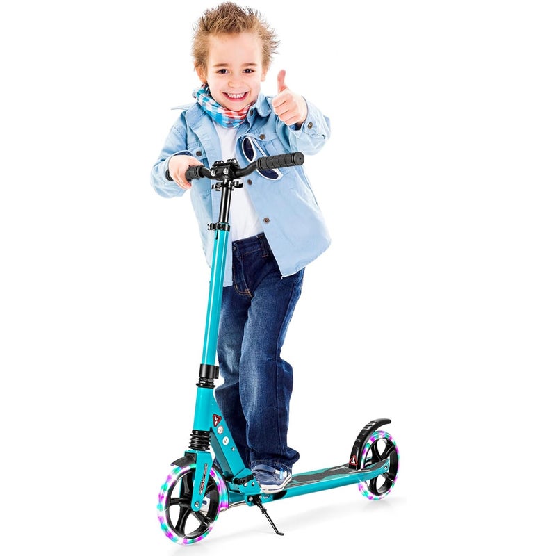 Składana Hulajnoga dla Dzieci, Regulowana Wysokość od 91 do 106 cm, Opony LED, Klasyczna Hulajnoga dla Dzieci Powyżej 8 Lat, Nośność 100 kg