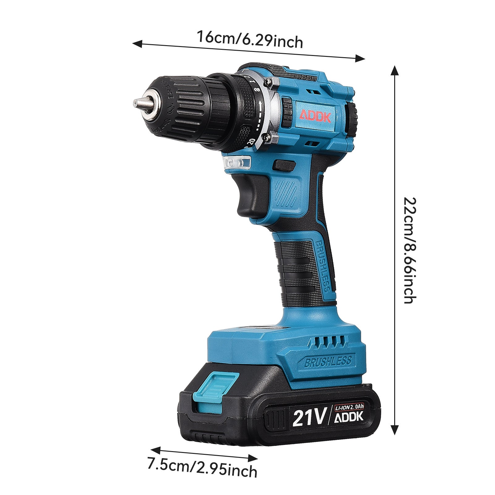 Brushless Perceuse Visseuse Percussion Sans Fil 21V, Perceuse Sans Fil Avec 2 Batteries 2000 Mah