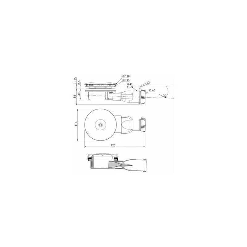 Bonde de douche extra-plate dôme abs 30720138, blanc - 3