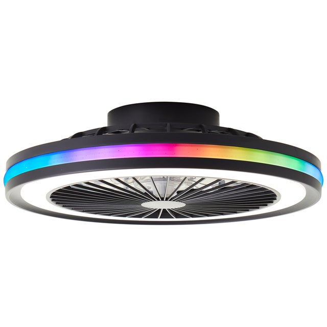 Brilliant Lamp Palmero Plafón LED 46,5cm con ventilador de metal negro integrado LED 40 W