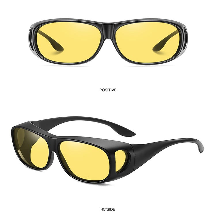 Lunettes de conduite de nuit sur lunettes, verres jaunes anti-reflet UV400, design enveloppant pour hommes et femmes, vision claire et sécurité accrue - 7