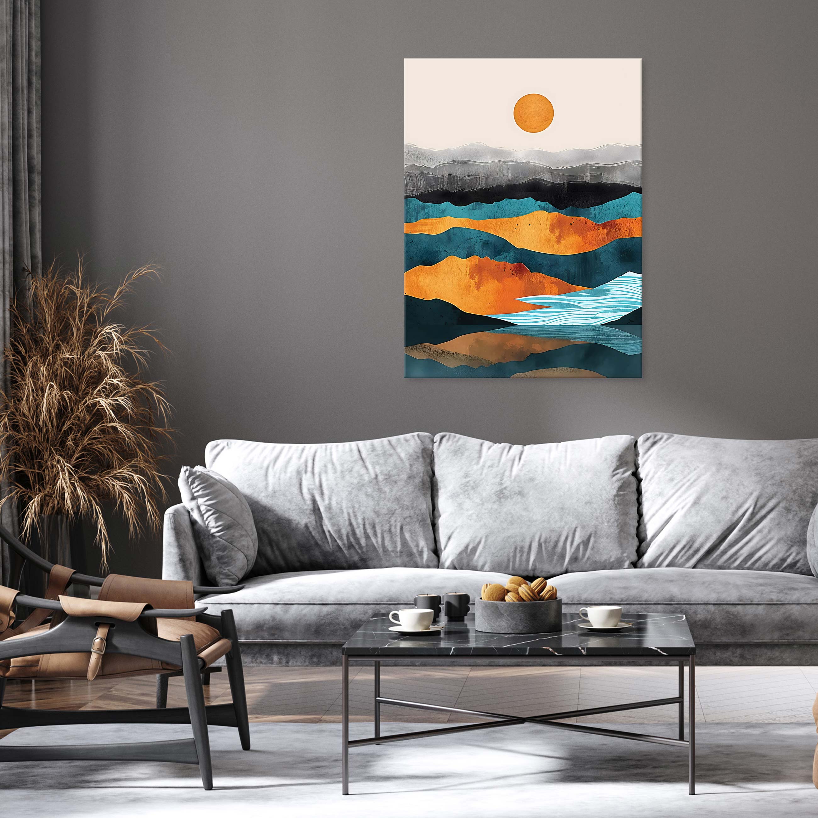 Printerland Quadro Moderno soggiorno ALBERO della VITA Astratto Blu Gold Quadri moderni da Parete XXL grande Stampa su tela Canvas Decorazione Murale muro Arredo Camera da letto Salone (30x40 cm, 1