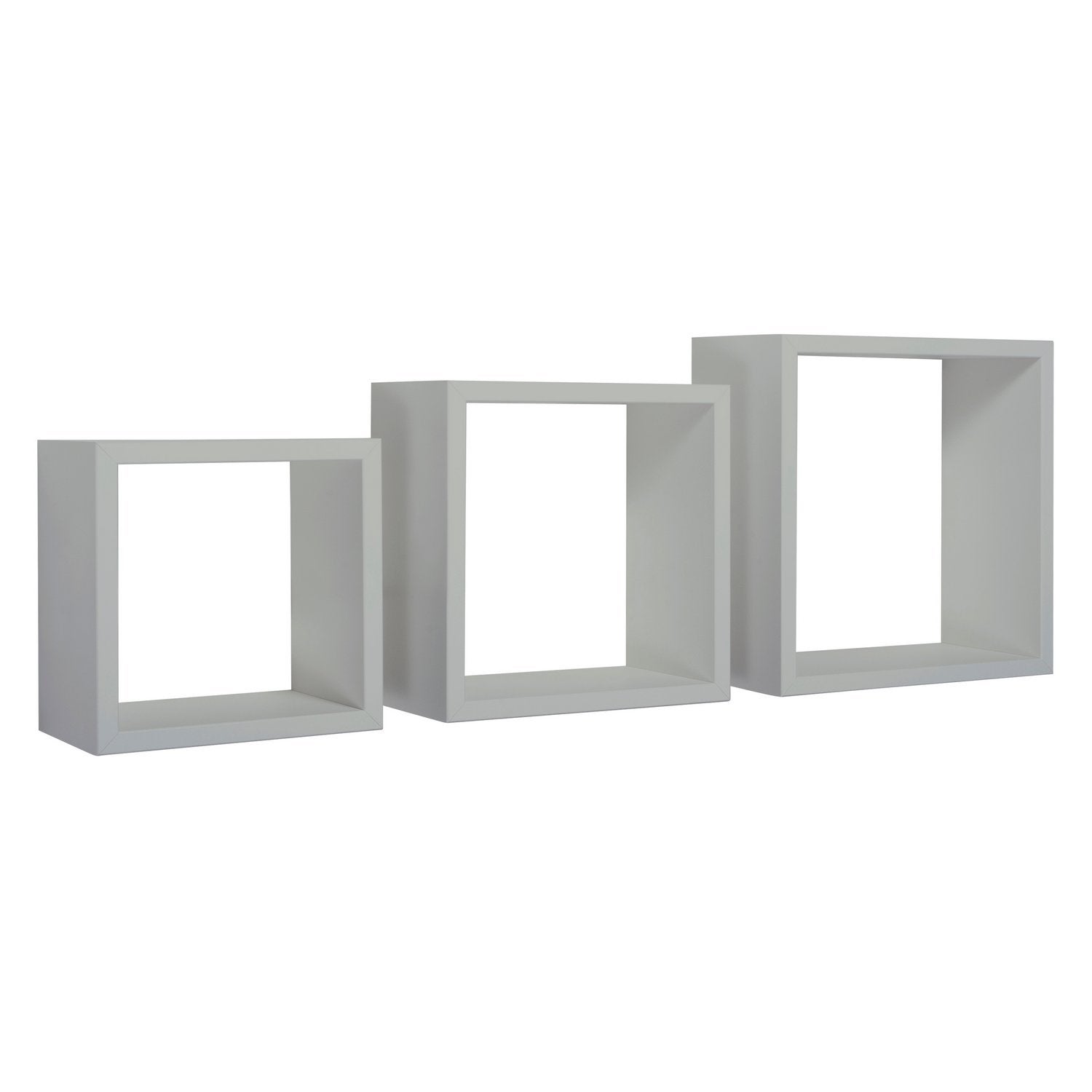 Ensemble de 3 étagères murales, cubes décoratifs, étagères cubiques, cubes muraux, gris pierre, 35x35, 30x30 et 25x25 cm de profondeur 15,5 cm - 5