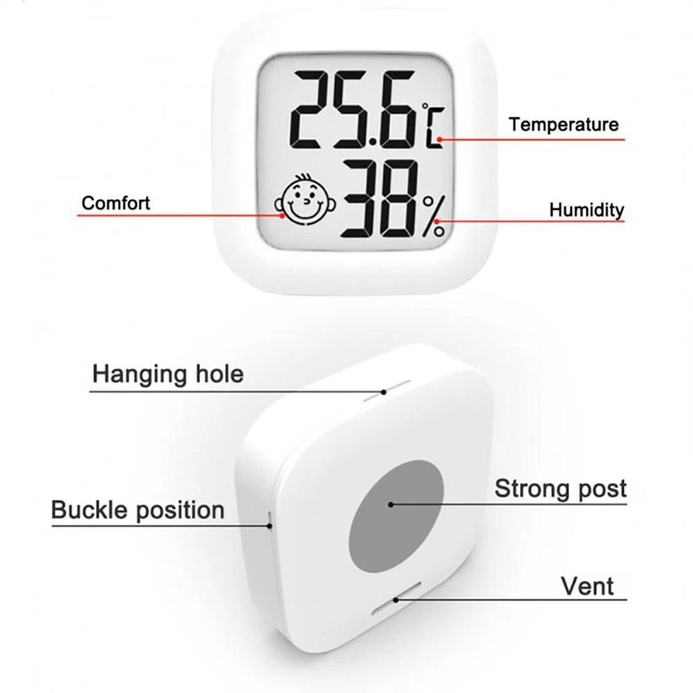 Lot de 2 thermomètres hygromètres numériques mini blancs, affichage LCD, température et humidité intérieures, pour salon, cuisine, chambre bébé - 6