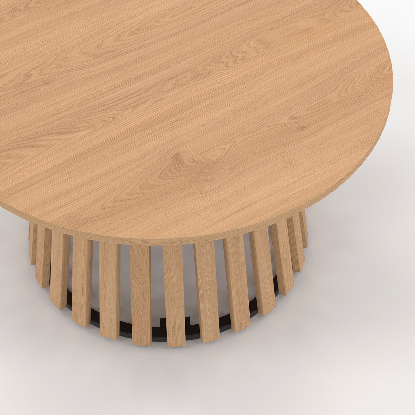Table basse ronde CARMEN 70 cm pied bois en lattes et plateau bois - 5