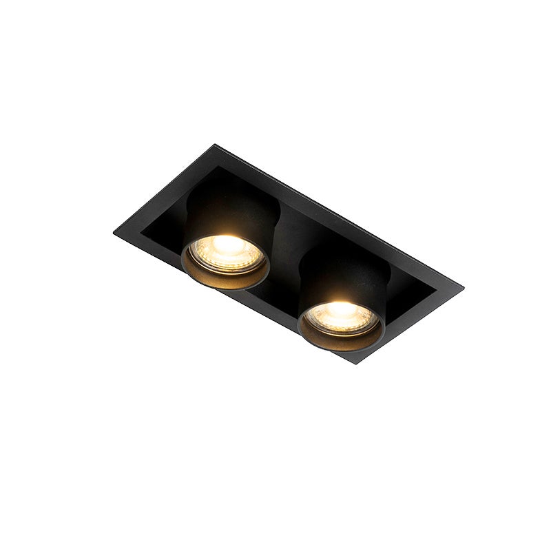 Qazqa reflektory wpuszczane - Roof - czarny, gu10, max. 50w, 20cm, z 2 punktami świetlnymi, IP20oświetlenie wewnętrzne