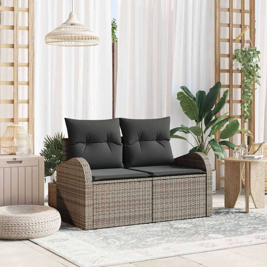Sofa Ogrodowa z poduszką Szary 124 x 62 x 69 cm polirattan vidaXL
