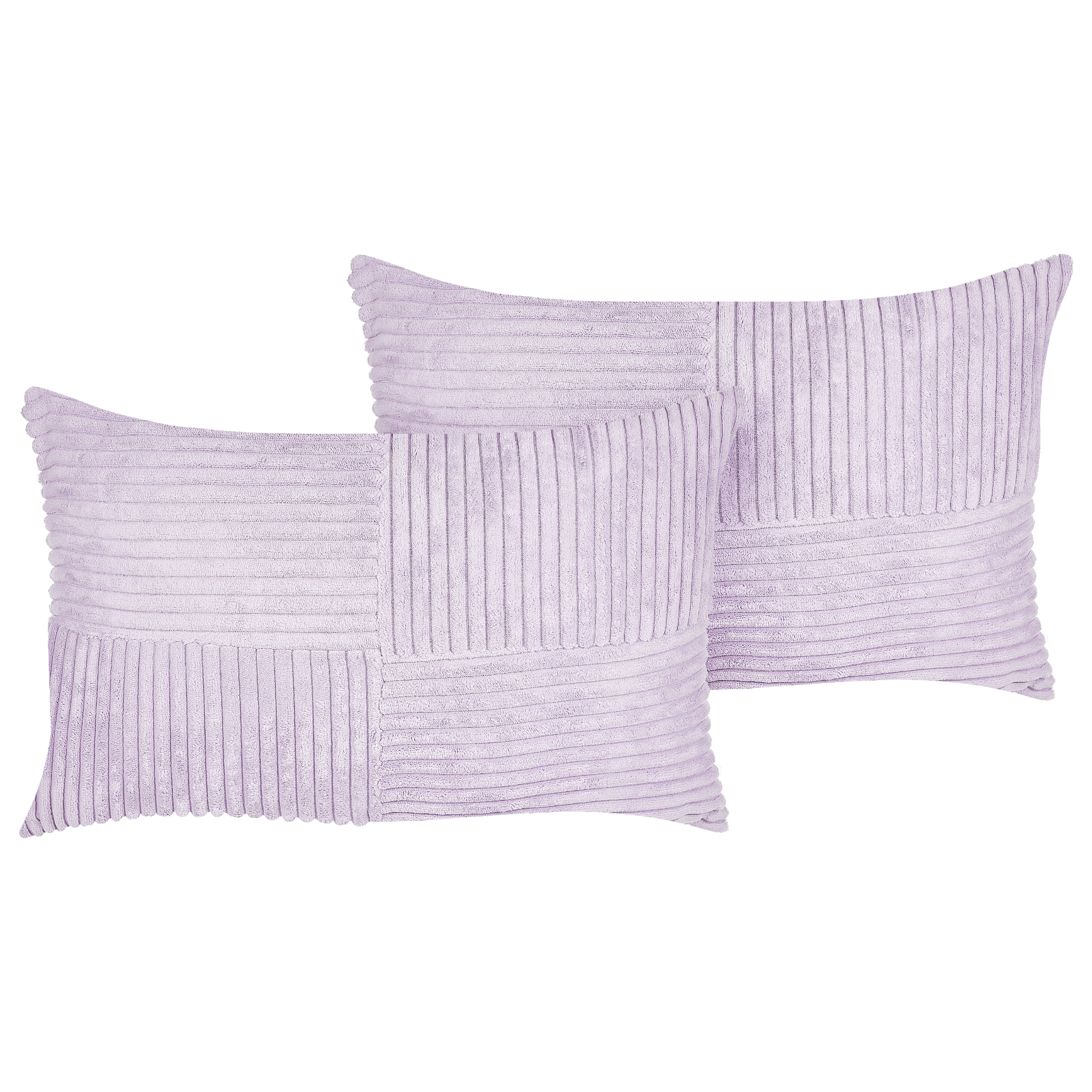 Beliani conjunto de 2 cojines decorativos millet pana 30 x 50 cm violeta patrón geométrico