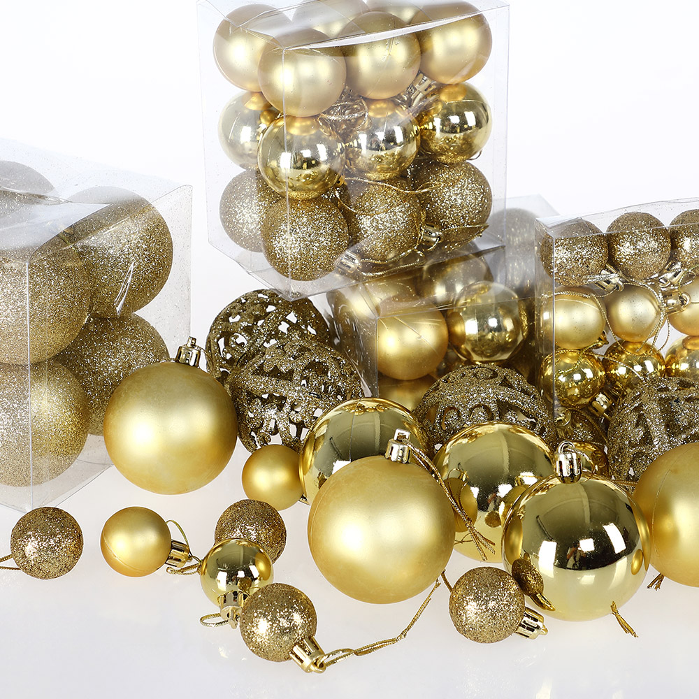 Confezione 100 Palline Natale Champagne Diametro 3/4/6 cm Addobbo Natalizio - 2