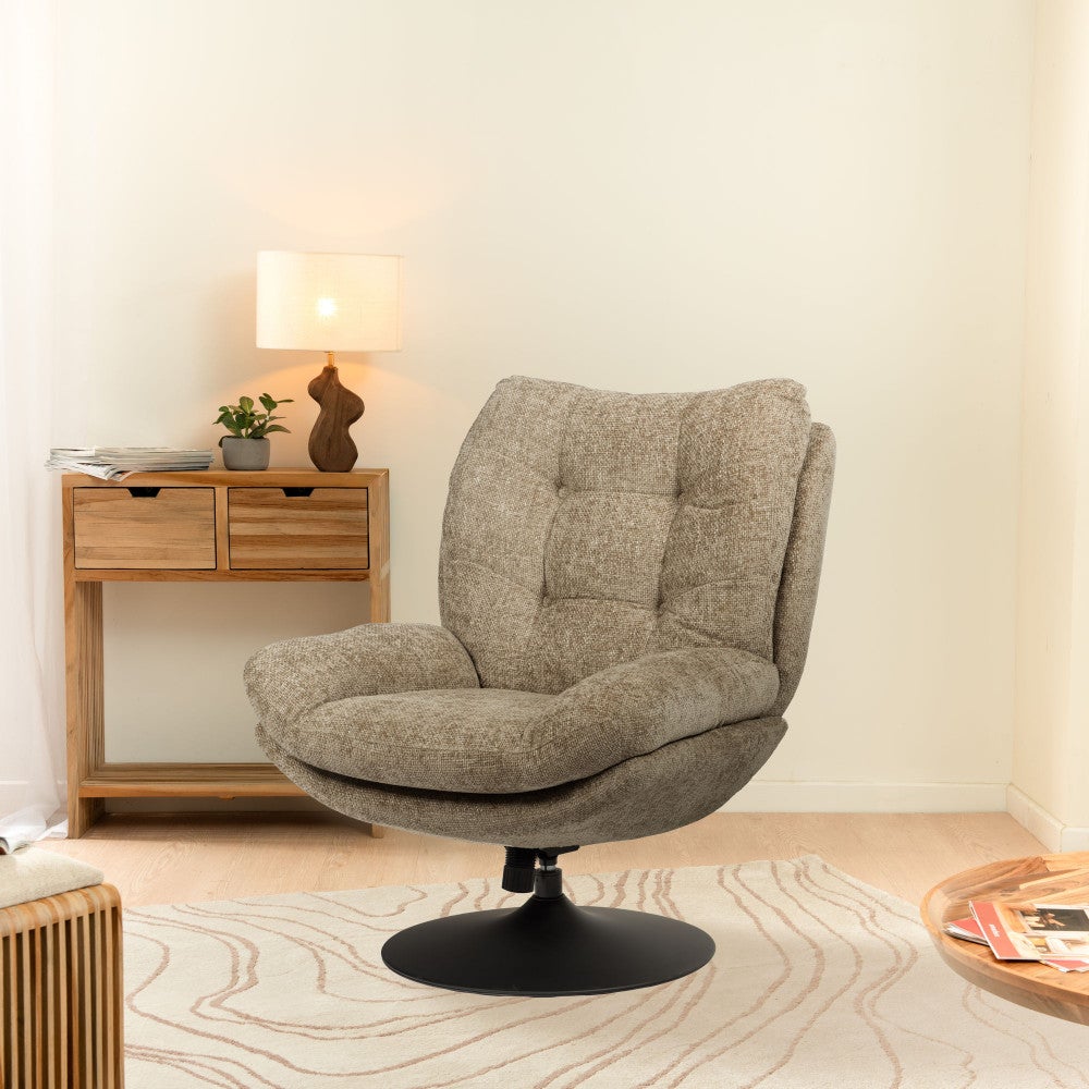 Fauteuil en tissu taupe avec piètement noir Magnum - 3