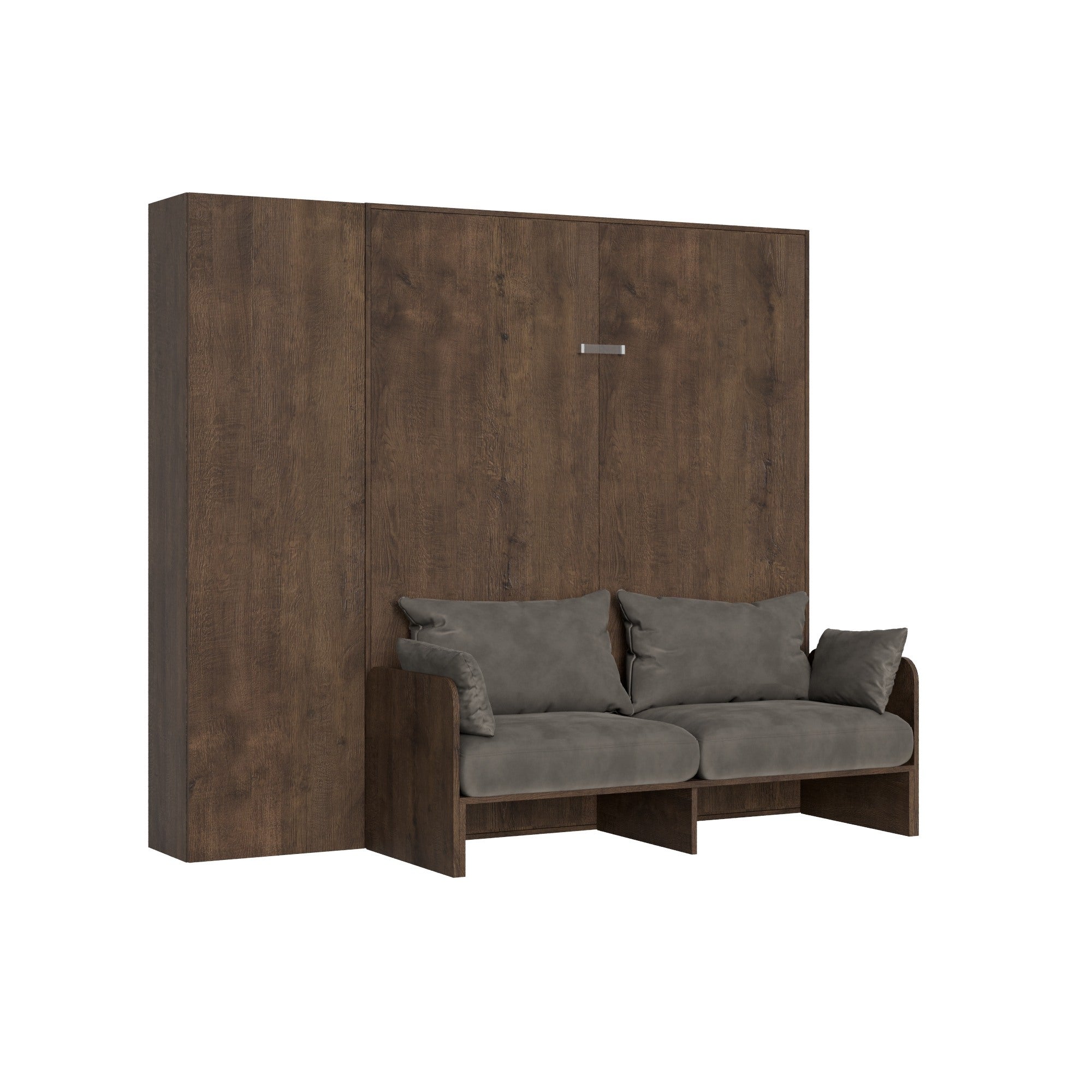 Kentaro Walnut Sofa, łóżko podwójne z kolumną po lewej i prawej stronie