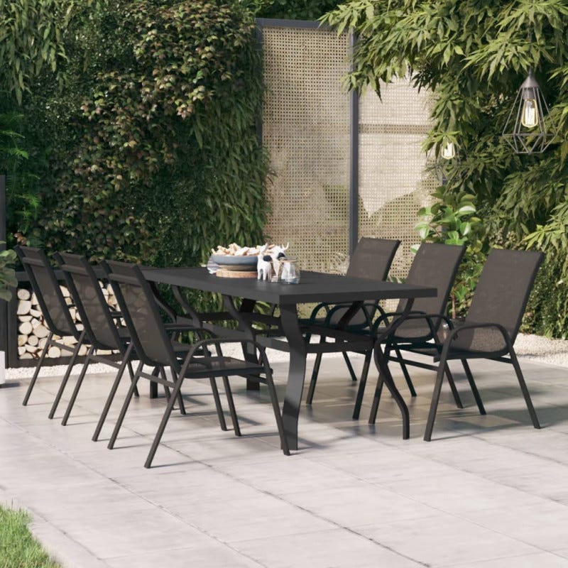 VidaXL Tavolo da Giardino Nero 190x90x74 cm in Alluminio e Vetro | Leroy Merlin VidaXL Tavolo da Giardino Nero 190x90x74 cm in Alluminio e Vetro | Leroy Merlin
